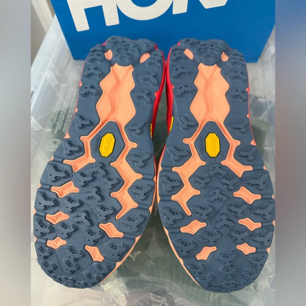 HOKA One Speedgoat 5 Women’s Trail Running Shoes Blue Orange Sz 10.5 RARE - Picture 7 of 11